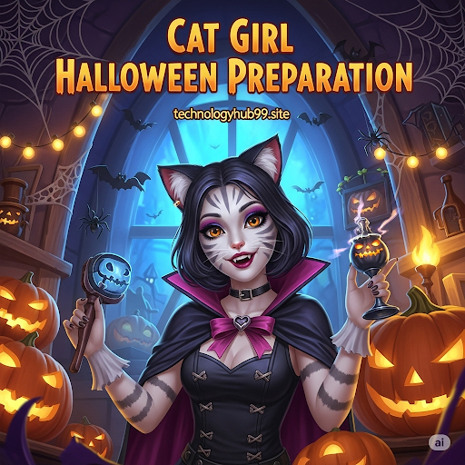 Cat Girl Halloween Preparation